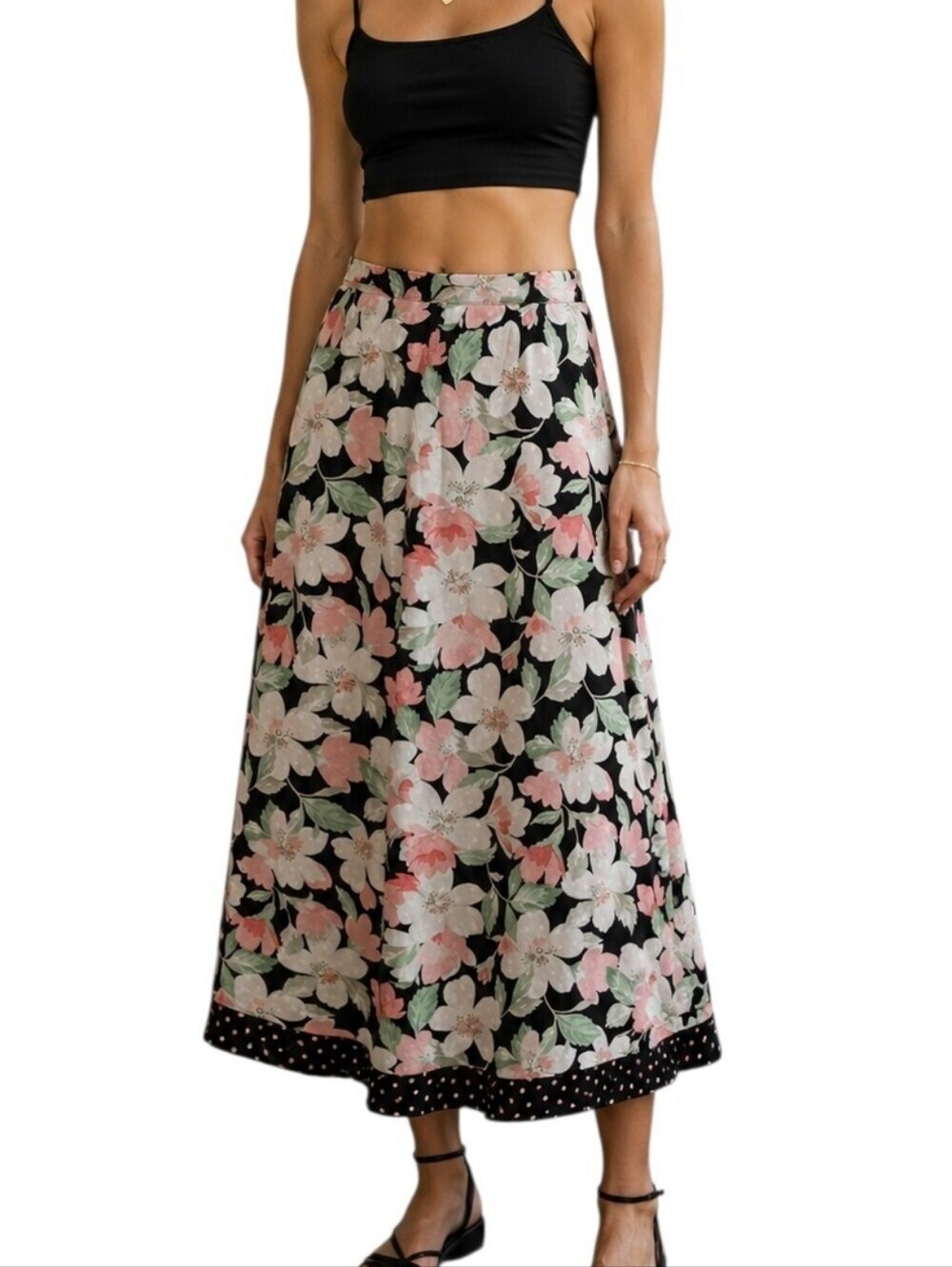 Vintage Emma James Reversible Midi Skirt Women Medium Pink Black